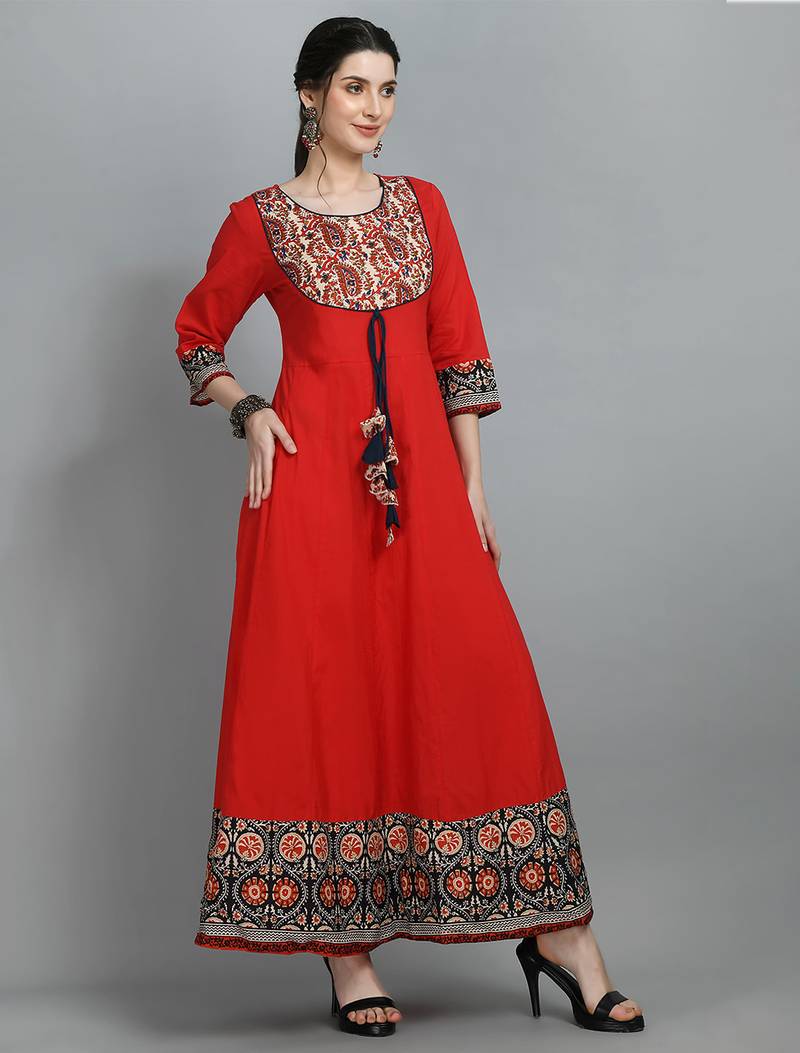 Printed flared maxi ethnic dress