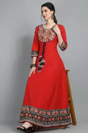 Printed flared maxi ethnic dress
