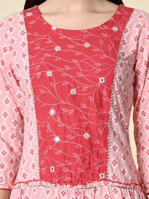 Ethnic motifs printed mirror work anarkali kurta 2