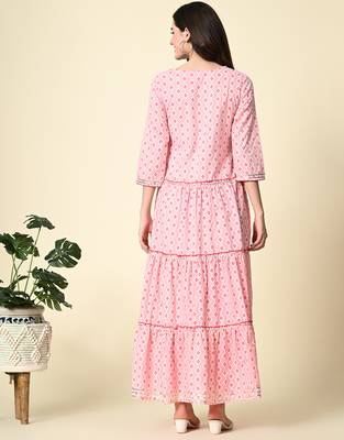 Ethnic motifs printed mirror work anarkali kurta 3