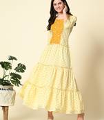 Ethnic motifs printed mirror work anarkali kurta