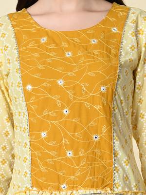 Ethnic motifs printed mirror work anarkali kurta 2