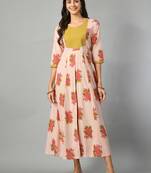 Women pink floral printed anarkali kurta