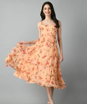 Georgette floral fit and flare dress 1