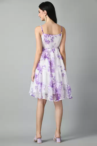 Georgette floral fit and flare dress