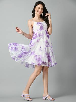 Georgette floral fit and flare dress 4