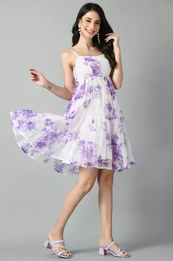 Georgette floral fit and flare dress