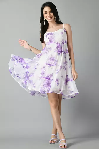 Georgette floral fit and flare dress