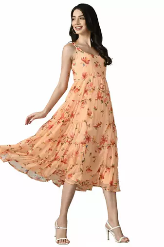 Georgette floral fit and flare dress