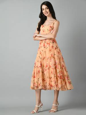 Georgette floral fit and flare dress 4