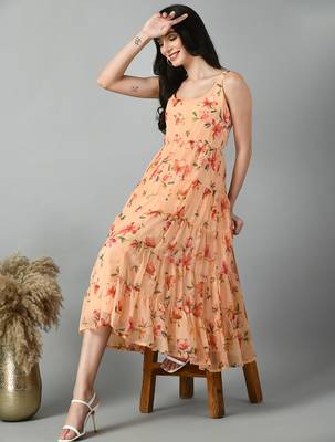 Georgette floral fit and flare dress 5