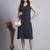 Women navy solid kantha dress