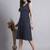 Women navy solid kantha dress