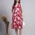 Women red floral cotton lurex dress