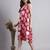 Women red floral cotton lurex dress