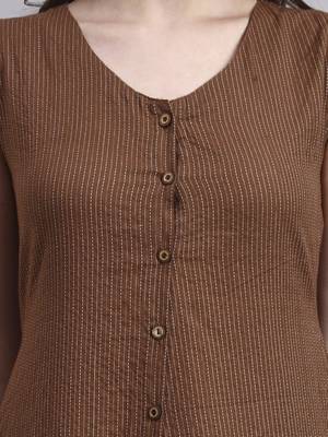 Women brown solid kantha dress 5
