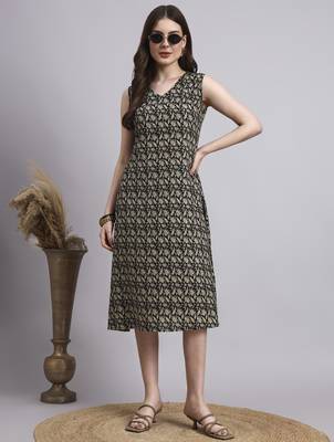 Women black floral cotton dress 1