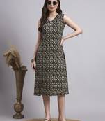 Women black floral cotton  dress
