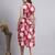 Women red floral cotton lurex dress