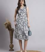 Women grey floral cotton  dress