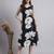 Women black floral rayon dress
