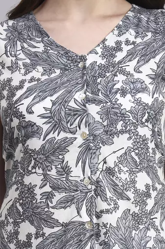 Women grey floral cotton  dress