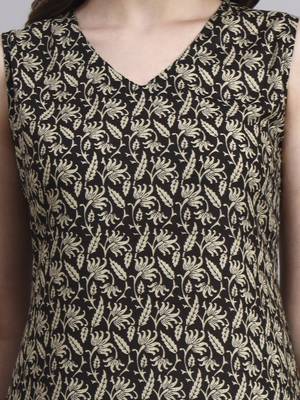 Women black floral cotton dress 5