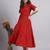 Women red solid cotton flex dress