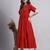 Women red solid cotton flex dress