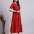 Women red solid cotton flex dress