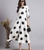 Women cream polka-dot rayon dress
