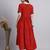 Women red solid cotton flex dress