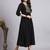 Women black embroidery rayon dress