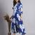 Women blue floral rayon dress