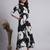 Women black floral rayon dress