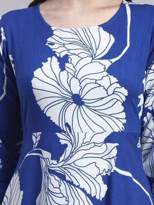 Women blue floral rayon dress 5