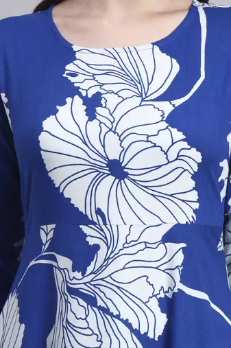 Women blue floral rayon dress