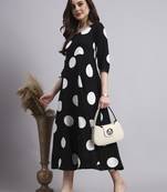 Women black polka-dot rayon dress