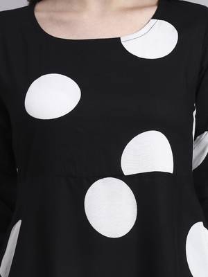 Women black polka-dot rayon dress 5