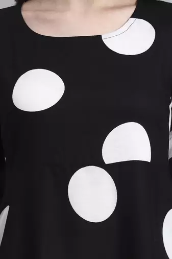 Women black polka-dot rayon dress