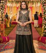 Dark green faux georgette readymade sharara salwar suit collection