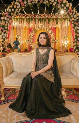 Dark green faux georgette readymade sharara salwar suit collection 2
