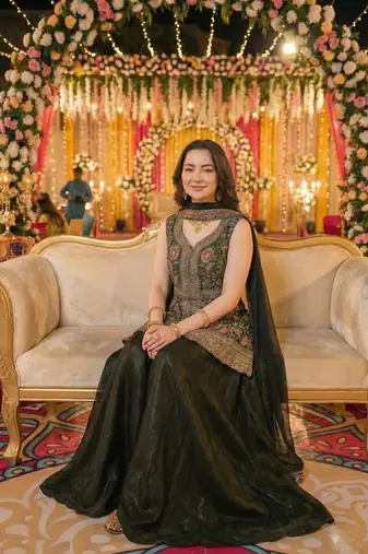 Dark green faux georgette readymade sharara salwar suit collection