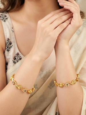 Gold peacock ad bangle pink green 4
