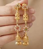 Gold laxmi temple ad bangle pink green