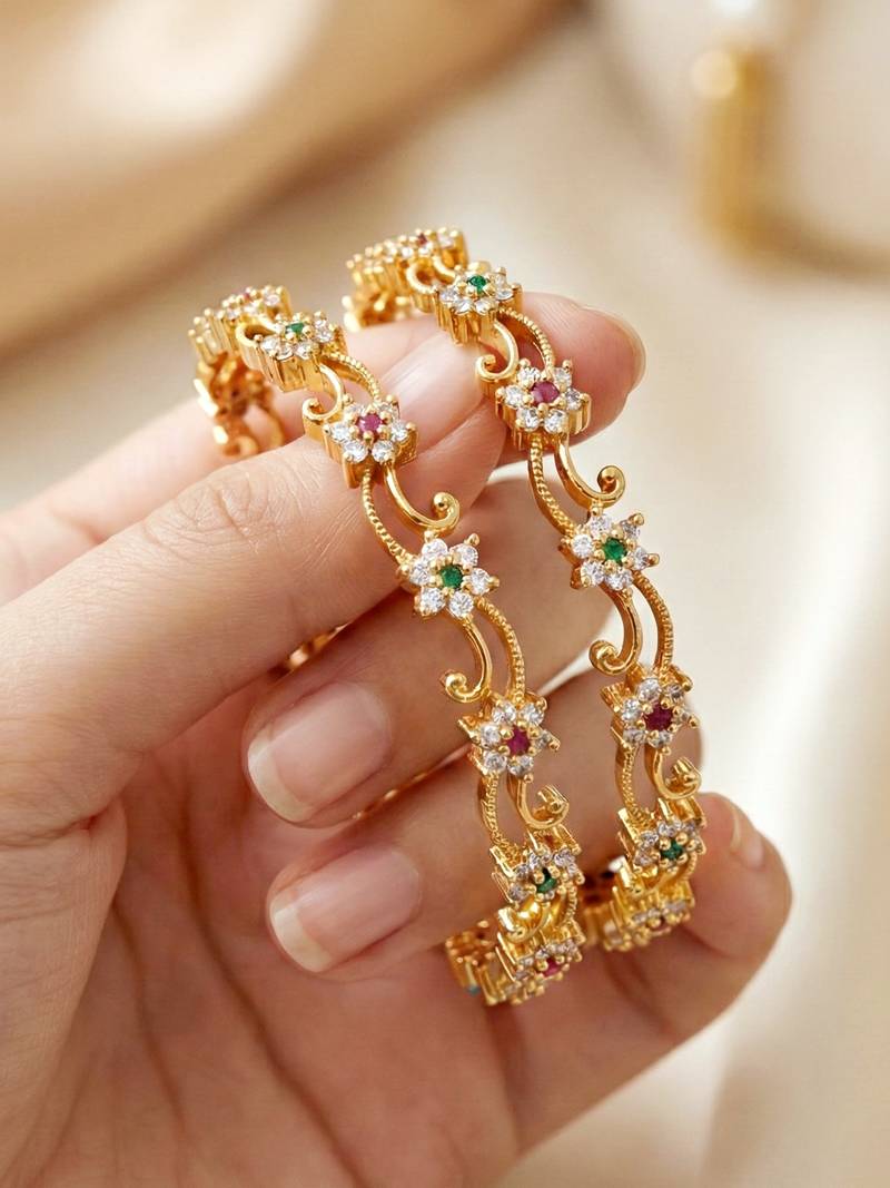 Rhodium ad wave designer bangle