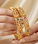 Gold laxmi floral temple ad bangle