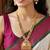 Lucky jewellery gold-plated ruby & green color long pendant necklace set