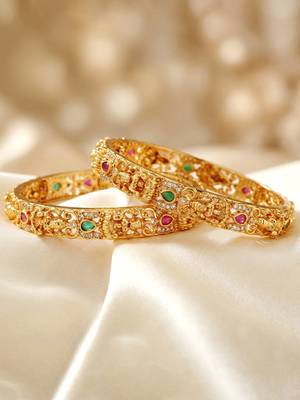 Gold laxmi floral temple ad bangle 4