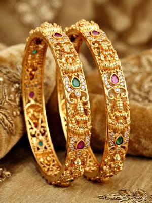 Gold laxmi floral temple ad bangle 5